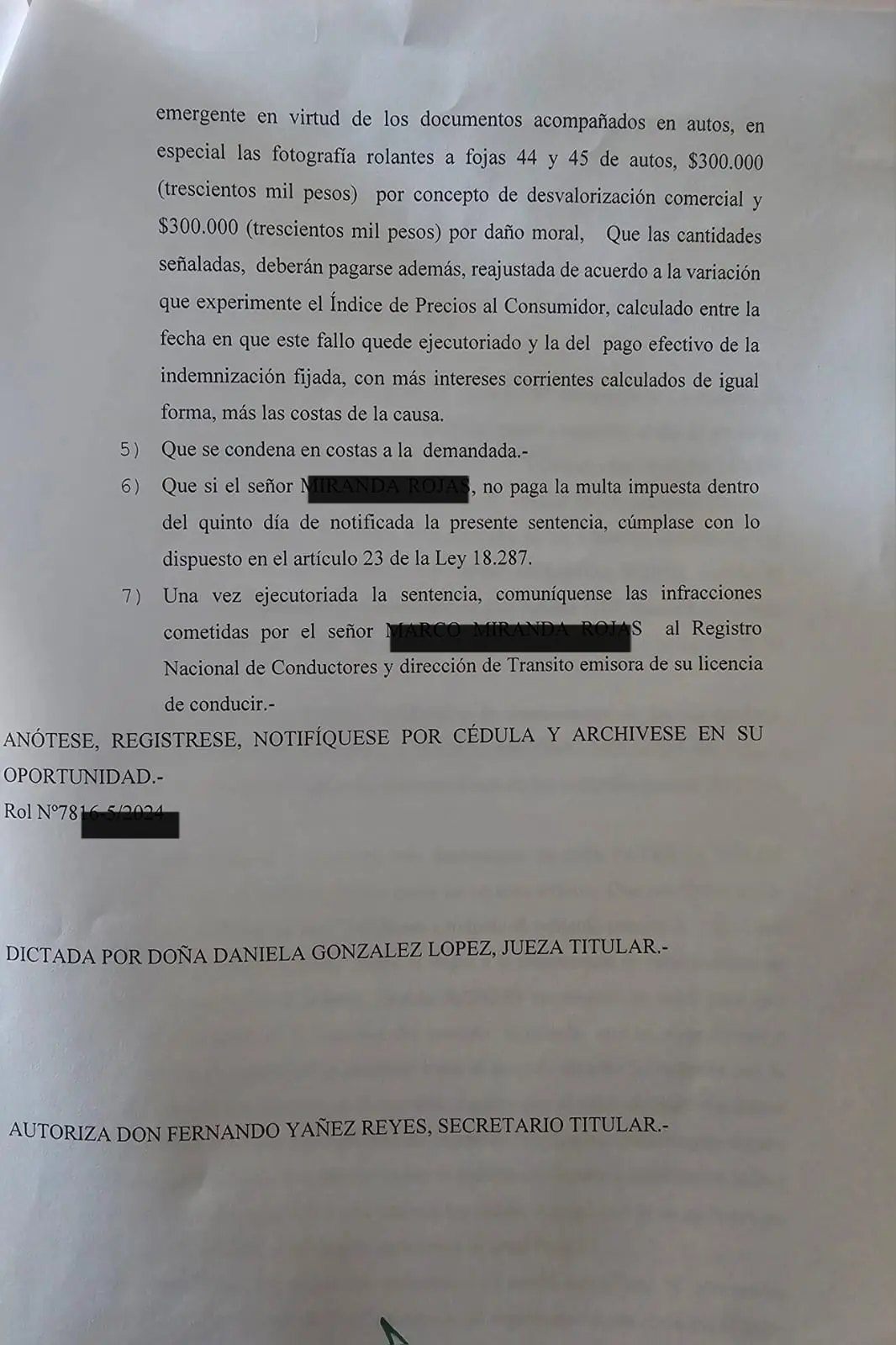 Sentencia: indemnización total con costas (Caso 3) – Reyes & Cía.